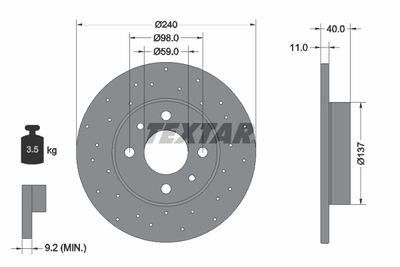 Тормозной диск TEXTAR 92316003 для ABARTH 500