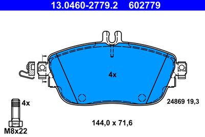 Комплект тормозных колодок, дисковый тормоз ATE 13.0460-2779.2 для MERCEDES-BENZ GLA-CLASS