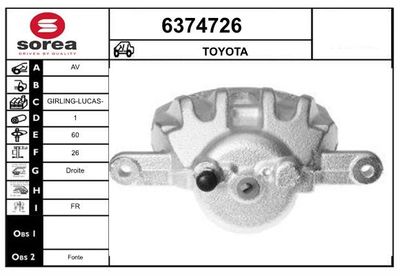 STARTCAR 6374726 Тормозной суппорт для TOYOTA HILUX VII Пикап (_N1_, _N2_, _N3_) 2.5 D-4D (KUN15_)