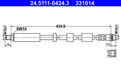 Тормозной шланг ATE 24.5111-0424.3 для CITROËN C4