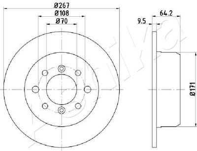 Тормозной диск ASHIKA 61-00-0235C для ALFA ROMEO GTA