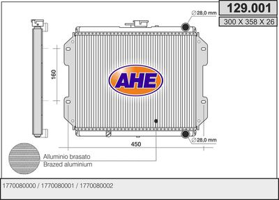 Радиатор, охлаждение двигателя AHE 129.001 для SUZUKI SJ410