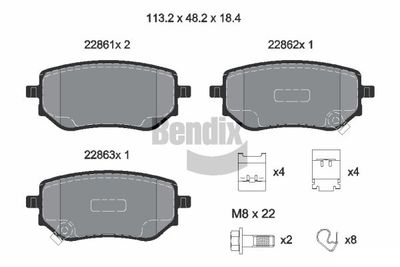 Комплект тормозных колодок, дисковый тормоз BENDIX Braking BPD2347 для MERCEDES-BENZ X-CLASS