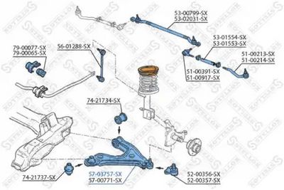 носач, окачване на колелата STELLOX 57-03757-SX