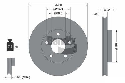 Тормозной диск BENDIX Braking BDS1237 для INFINITI I30