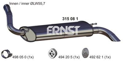 Глушитель выхлопных газов конечный ERNST 315081 для FORD C-MAX