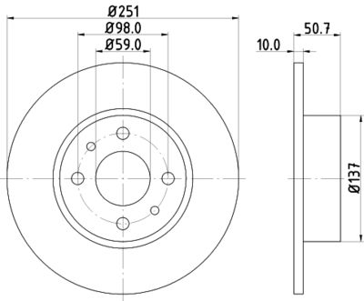 HELLA 8DD 355 101-101 Тормозные диски  для ALFA ROMEO 164 (Альфа-ромео 164)