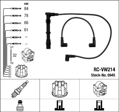 Комплект проводов зажигания NGK 0945 для SEAT TOLEDO