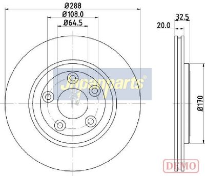 спирачен диск JAPANPARTS DP-0315C