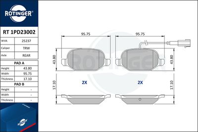 Brake pad set, disc brake