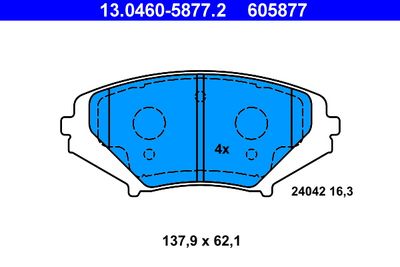 Комплект тормозных колодок, дисковый тормоз ATE 13.0460-5877.2 для MAZDA RX-8