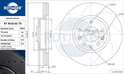 спирачен диск ROTINGER RT 4516-GL T3