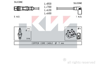 Комплект проводов зажигания KW 360 601 для VW CADDY