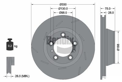 BENDIX Braking BDS2082LHC Тормозные диски для PORSCHE PANAMERA (971) 4.0 Turbo (97AFF1, 97BFF1)