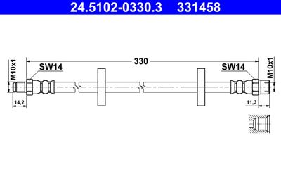 Тормозной шланг ATE 24.5102-0330.3 для AUDI QUATTRO