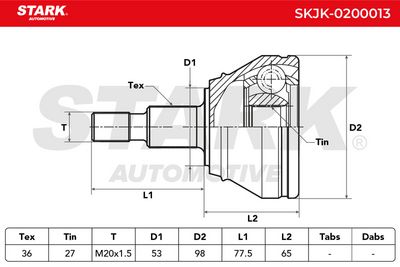 каре комплект, полуоска STARK SKJK-0200013