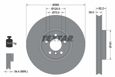TEXTAR 92161005 Тормозные диски  для BMW X6 (Бмв X6)