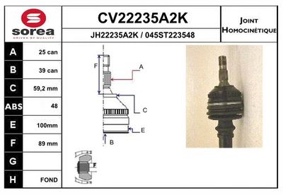 GELENKSATZ ANTRIEBSWELLE EAI CV22235A2K