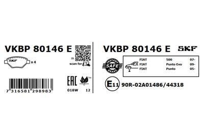 Комплект тормозных колодок, дисковый тормоз VKBP 80146 E