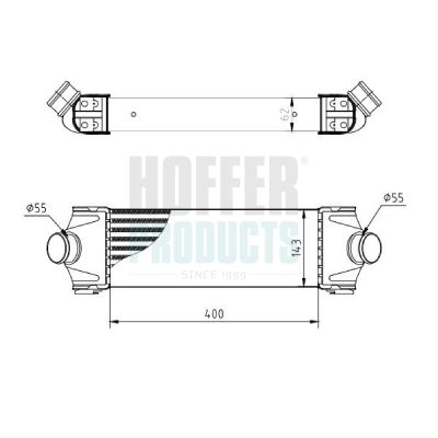 интеркулер (охладител за въздуха на турбината) HOFFER 995301