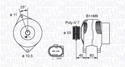 Генератор MAGNETI MARELLI 063731700010 для UAZ PATRIOT