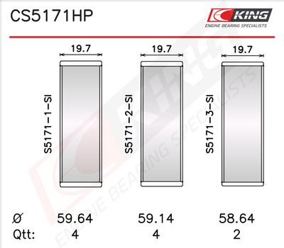 лагер (втулка) на разпределителния вал KING CS5171HP