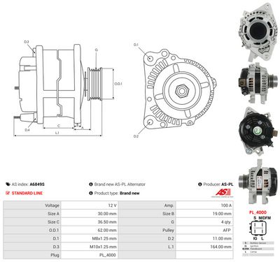 GENERATOR / ALTERNATOR AS-PL A6849S 4