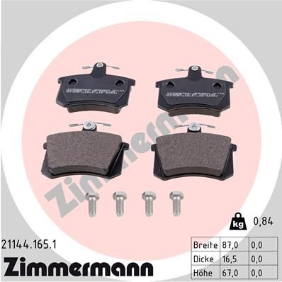 Комплект тормозных колодок, дисковый тормоз ZIMMERMANN 21144.165.1 для AUDI V8