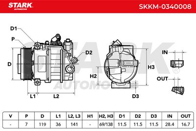 компресор, климатизация STARK SKKM-0340008