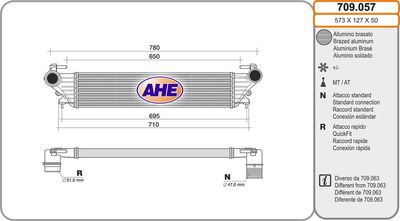 AHE 709.057 Интеркулер  для FIAT 500L (Фиат 500л)