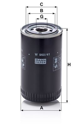 Oliefilter (geschroefd) past: DITCH WITCH 3020 HYUNDAI 730-7, 730TM-7 KOMATSU GD555-3, GD555-3C, PC160LC-7, PC200-7, PC200-8, PC200LC-6, PC200LC-7, PC200LC-8, PC200LL-7, PC210-8, PC210-8K, PC210LC