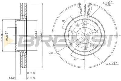 Тормозной диск BREMSI CD6264V для CITROËN SM