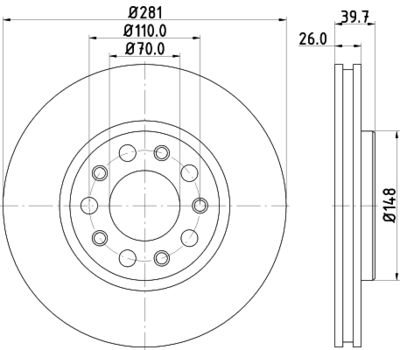 Тормозной диск HELLA 8DD 355 117-231 для FIAT 500X