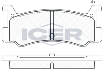 комплект спирачно феродо, дискови спирачки ICER 180621