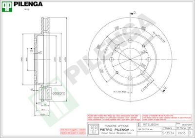 PILENGA V616 Тормозные диски  для HYUNDAI  (Хендай Сантамо)