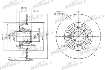 PATRON PBD7015 Тормозные диски  для RENAULT WIND (Рено Wинд)