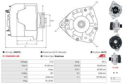 GENERATOR / ALTERNATOR AS-PL A9557S 4