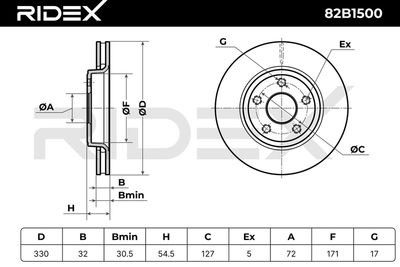 спирачен диск RIDEX 82B1500