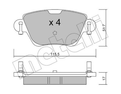 комплект спирачно феродо, дискови спирачки METELLI 22-0319-0