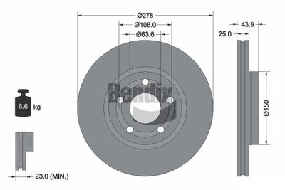 BENDIX Braking BDS1626 Тормозные диски  для FORD  (Форд Пума)
