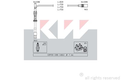 Комплект проводов зажигания KW 360 489 для VW BORA