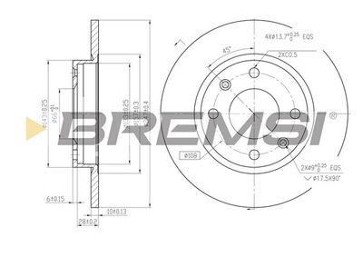 Тормозной диск BREMSI CD6059S для CITROËN C15