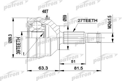 Шарнирный комплект, приводной вал PATRON PCV1224 для FIAT ULYSSE