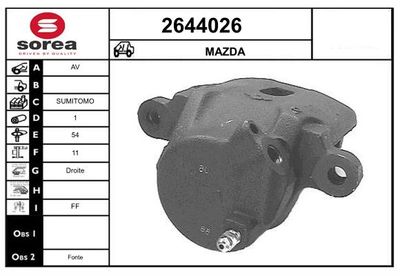 EAI 2644026 Тормозной суппорт  для MAZDA (Мазда)