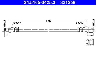 Тормозной шланг ATE 24.5165-0425.3 для VW KAEFER