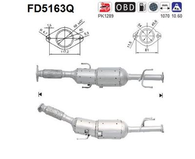 Filtr sadzy / filtr cząstek stałych, układ wydechowy AS 20010BJ91B
