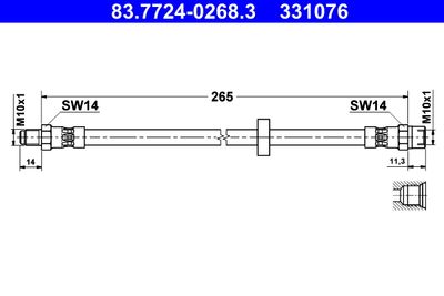 Тормозной шланг ATE 83.7724-0268.3 для VOLVO S80