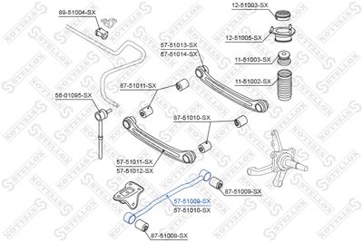 носач, окачване на колелата STELLOX 57-51009-SX