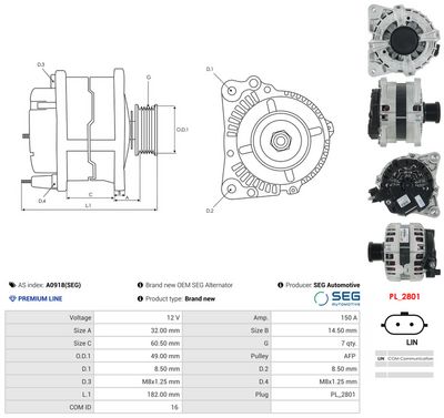 GENERATOR / ALTERNATOR AS-PL A0918SEG 4