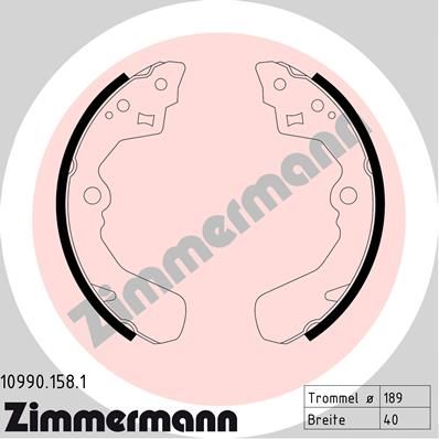 Комплект тормозных колодок ZIMMERMANN 10990.158.1 для DAIHATSU APPLAUSE